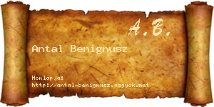 Antal Benignusz névjegykártya